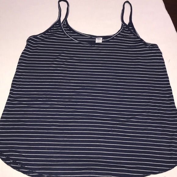 Old Navy Sz L Cami Tank Navy Stripe Coral DarkTeal - Picture 5 of 8